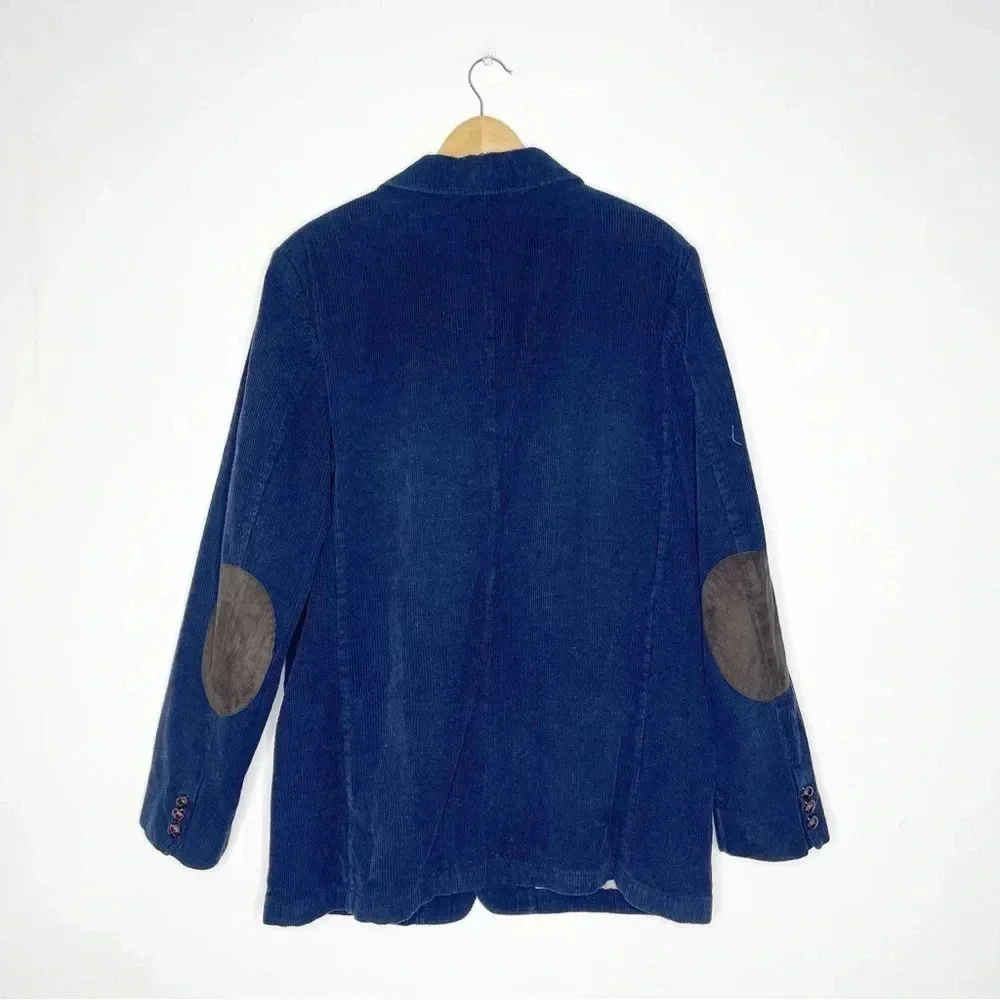 L.L.Bean Men's Blue Corduroy Blazer Elbow Patch Size 44 Tall